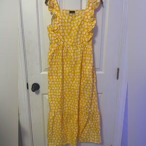 100% Cotton Who What Wear Yellow and White Polka Dot Summer Dress Size Small S